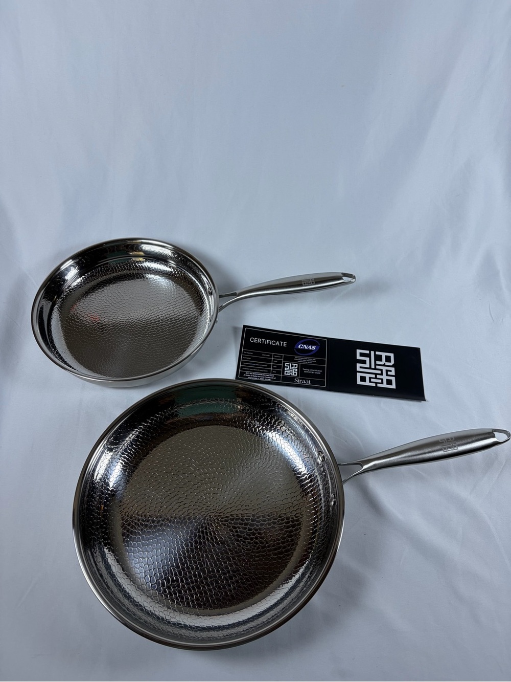 Siraat Hammered Titanium and Stainless Steel Frying Pans - Silver (Set of 2)